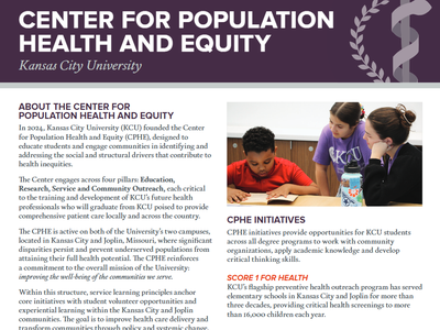 Center for population health and equity factsheet image with young boy reading